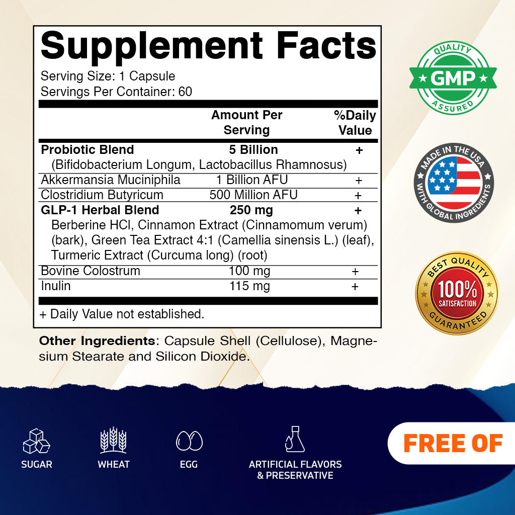 GLP-1 Support Supplement for Men & Women, 60 Capsules