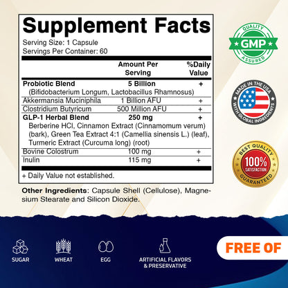 GLP-1 Support Supplement for Men & Women, 60 Capsules