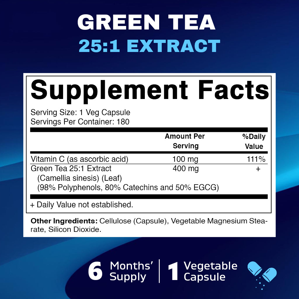 Green Tea Extract with Vitamin C - 180 Veg Capsules