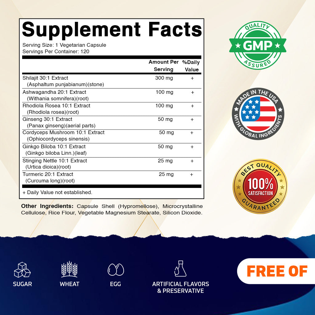 Shilajit Complex 9000mg Equivalent, 120 Capsules