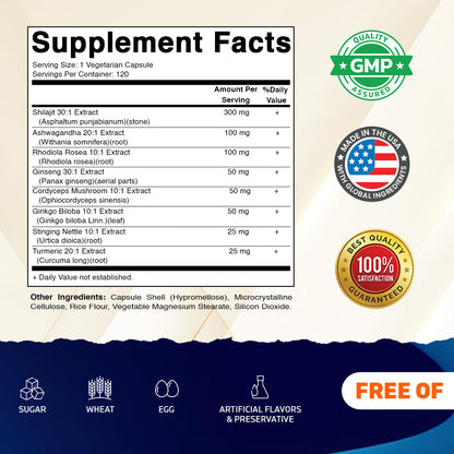 Shilajit Complex 9000mg Equivalent, 120 Capsules