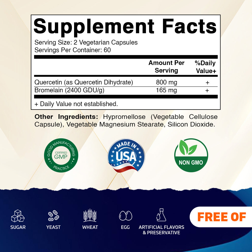 Quercetin with Bromelain - 120 Vegetarian Capsules