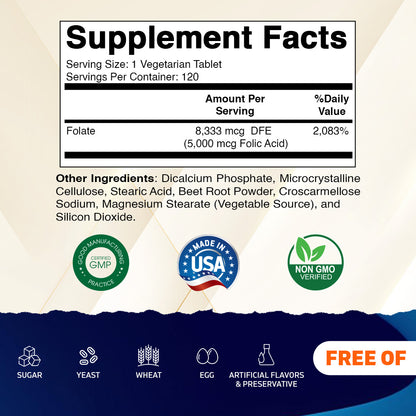 Folic Acid 5mg - 120 Tablets