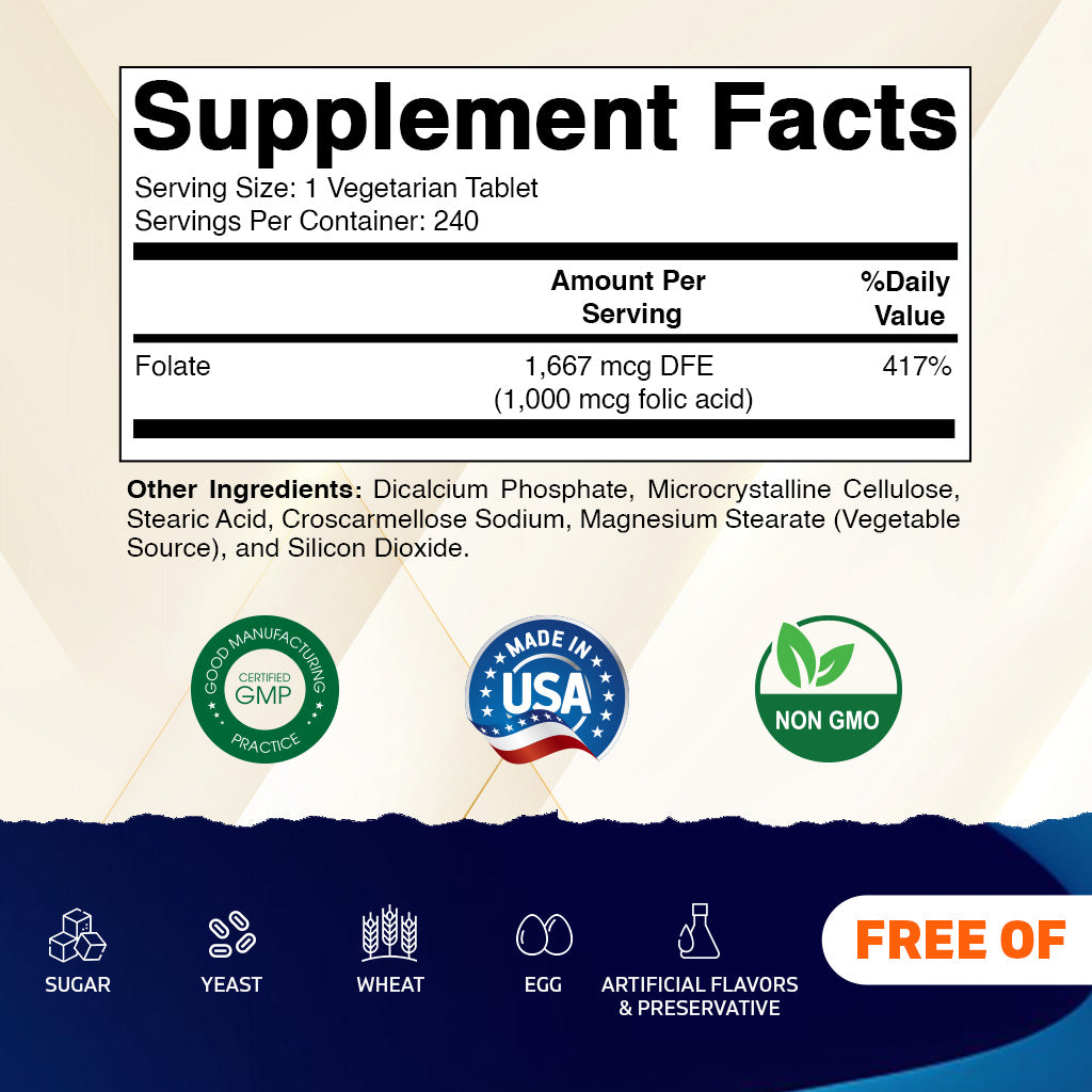 Folic Acid 1 mg - 240 Tablets
