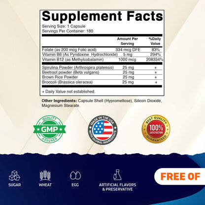 Vegan Methyl B12 1000 mcg + Folic Acid Capsules