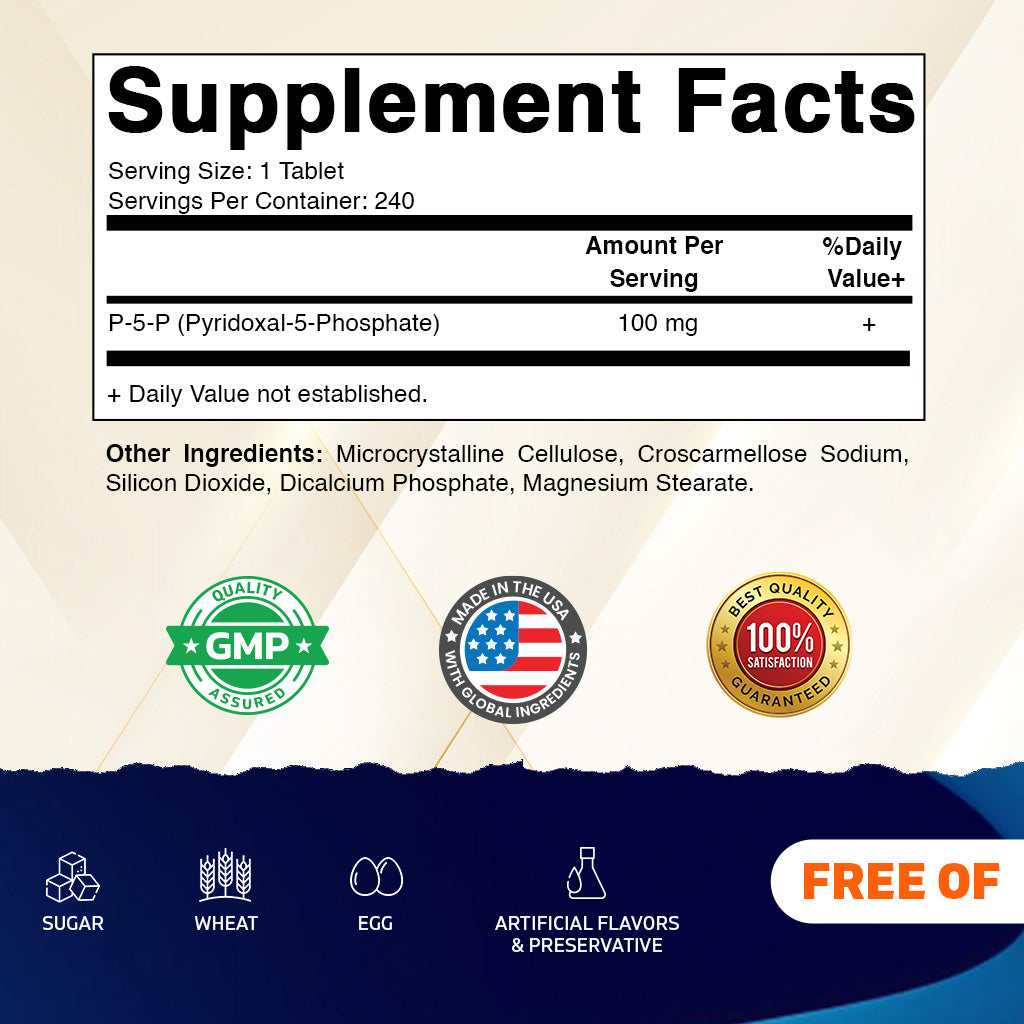P5P 100mg Pyridoxal-5-Phosphate, 240 Capsules