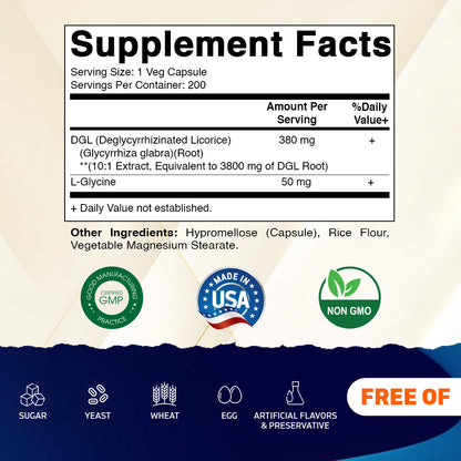 DGL Licorice Extract 3800mg 200 Capsules