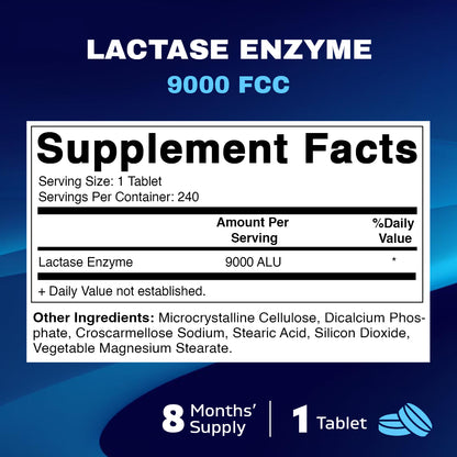 Lactase Enzyme 9000 FCC - 240 Tablets