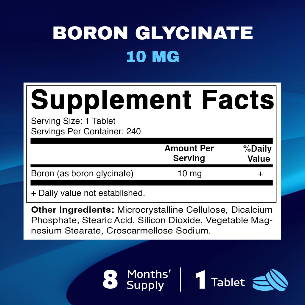 Chelated Boron Glycinate 10mg 240 Tablets