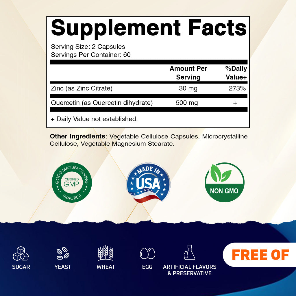 Zinc Quercetin - 120 Vegetable Capsules