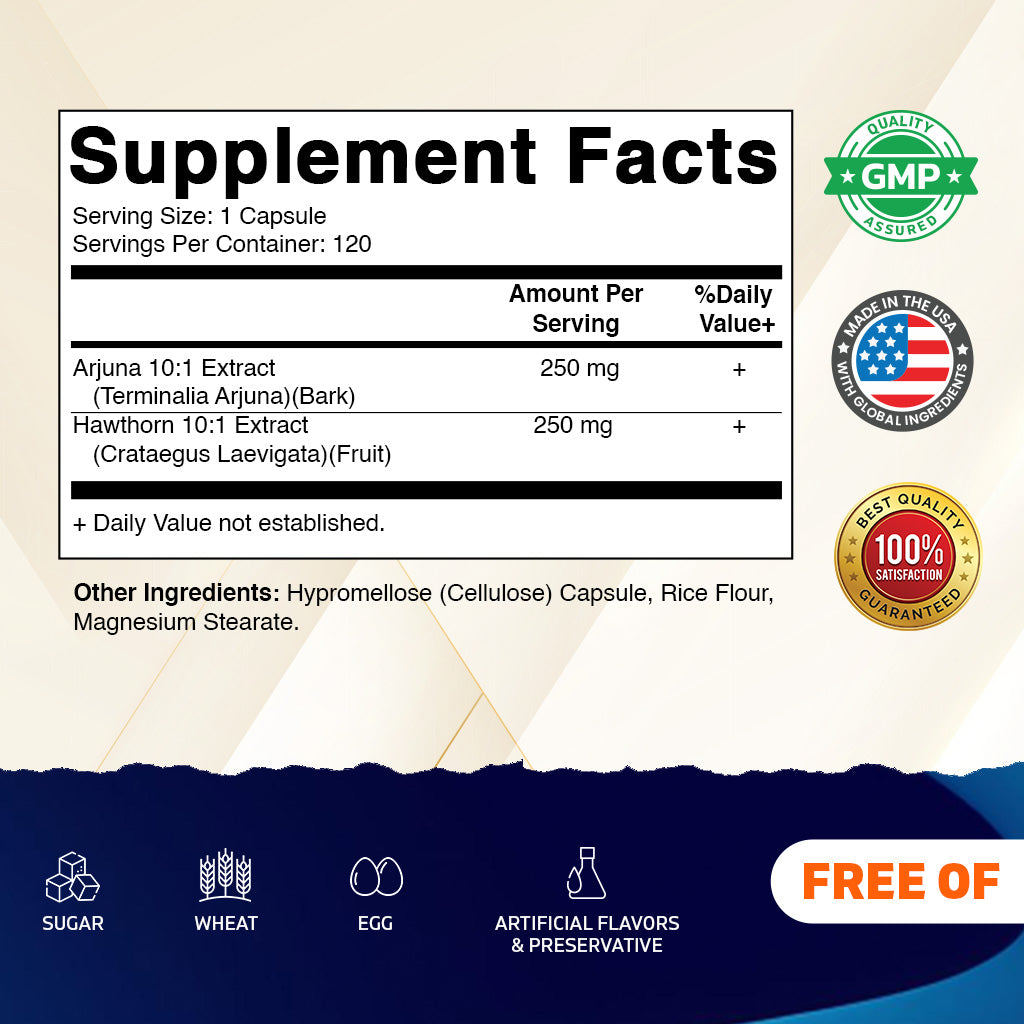 Arjuna + Hawthorn, 120 Capsules