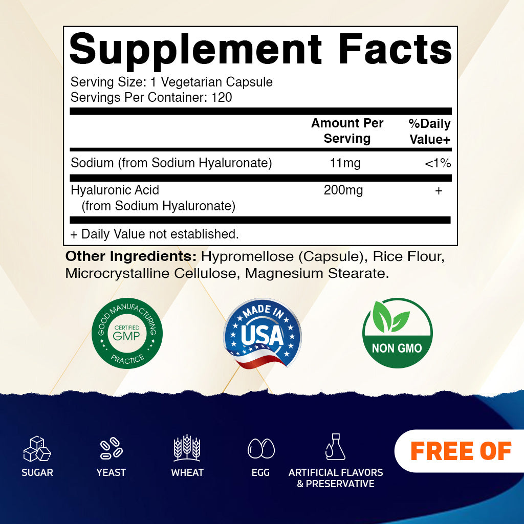 Hyaluronic Acid 200mg - 120 Capsules