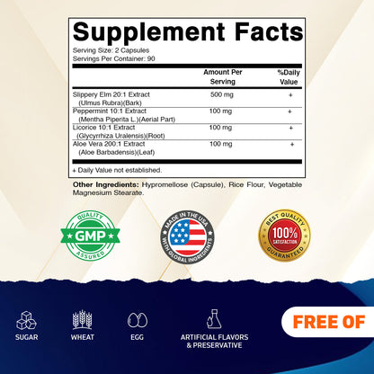 Slippery Elm Bark 10000mg equivalent, 180 Veg Capsules