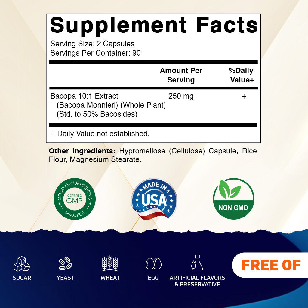 Vitamatic Bacopa Monnieri 10:1 Extract, 120 Capsules