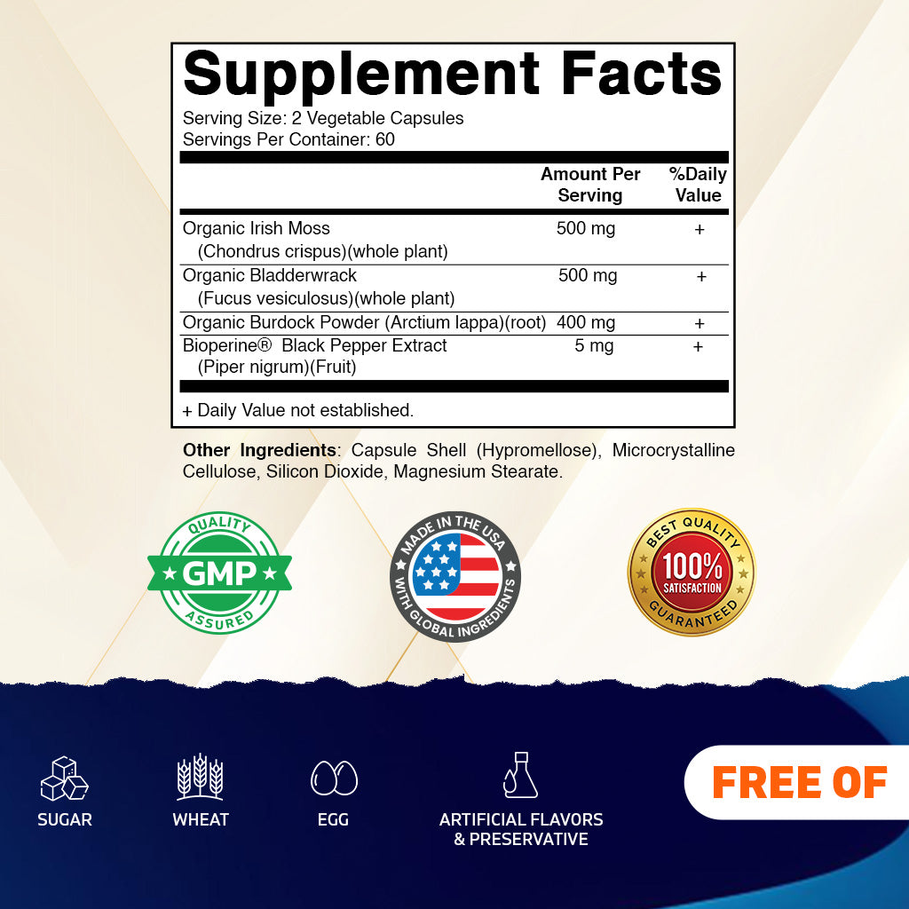 Irish Sea Moss Supplement, 120 Veg Capsules