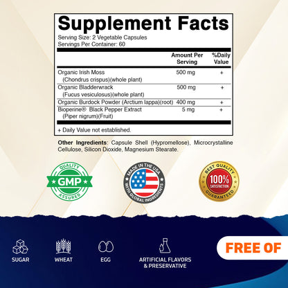 Irish Sea Moss Supplement, 120 Veg Capsules