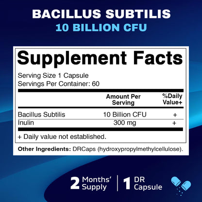 Bacillus Subtilis 10 Billion per DR Capsule 60 Count