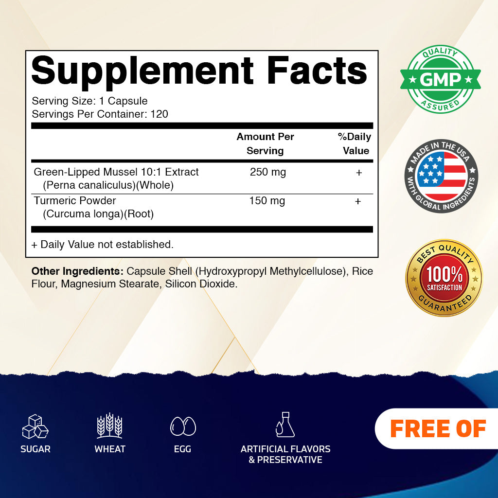 Green Lipped Mussel + Turmeric, 120 Capsules