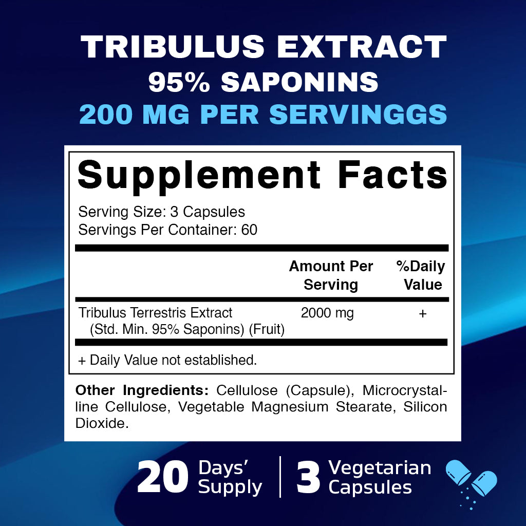 Tribulus Terrestris for Men - 2000 mg - 180 Vegetable Capsules