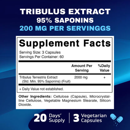 Tribulus Terrestris for Men - 2000 mg - 180 Vegetable Capsules