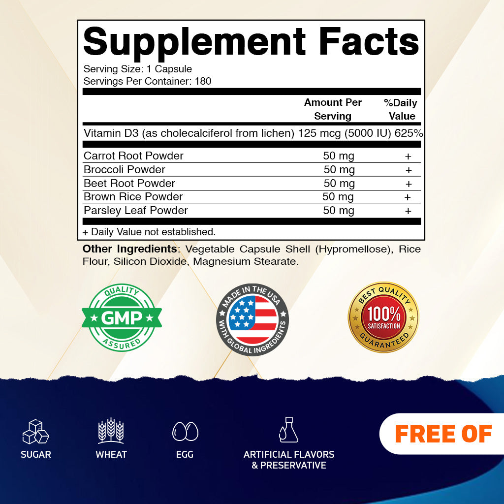 Vegan Vitamin D3 5000 IU from Lichen Capsules