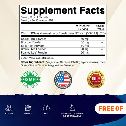 Vegan Vitamin D3 5000 IU from Lichen Capsules