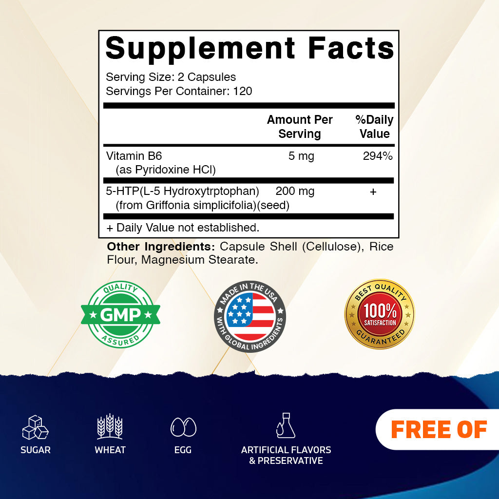 5-HTP + Vitamin B6, 240 Capsules