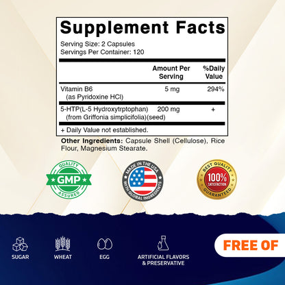 5-HTP + Vitamin B6, 240 Capsules