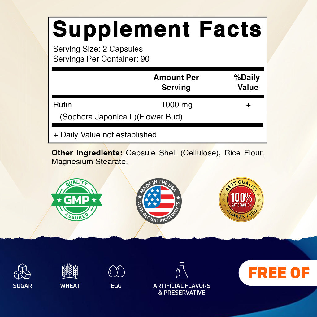 Rutin 1000mg Per Serving Supplement, 180 Capsules