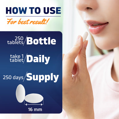 Potassium 99mg High Potency, 250 Tablets
