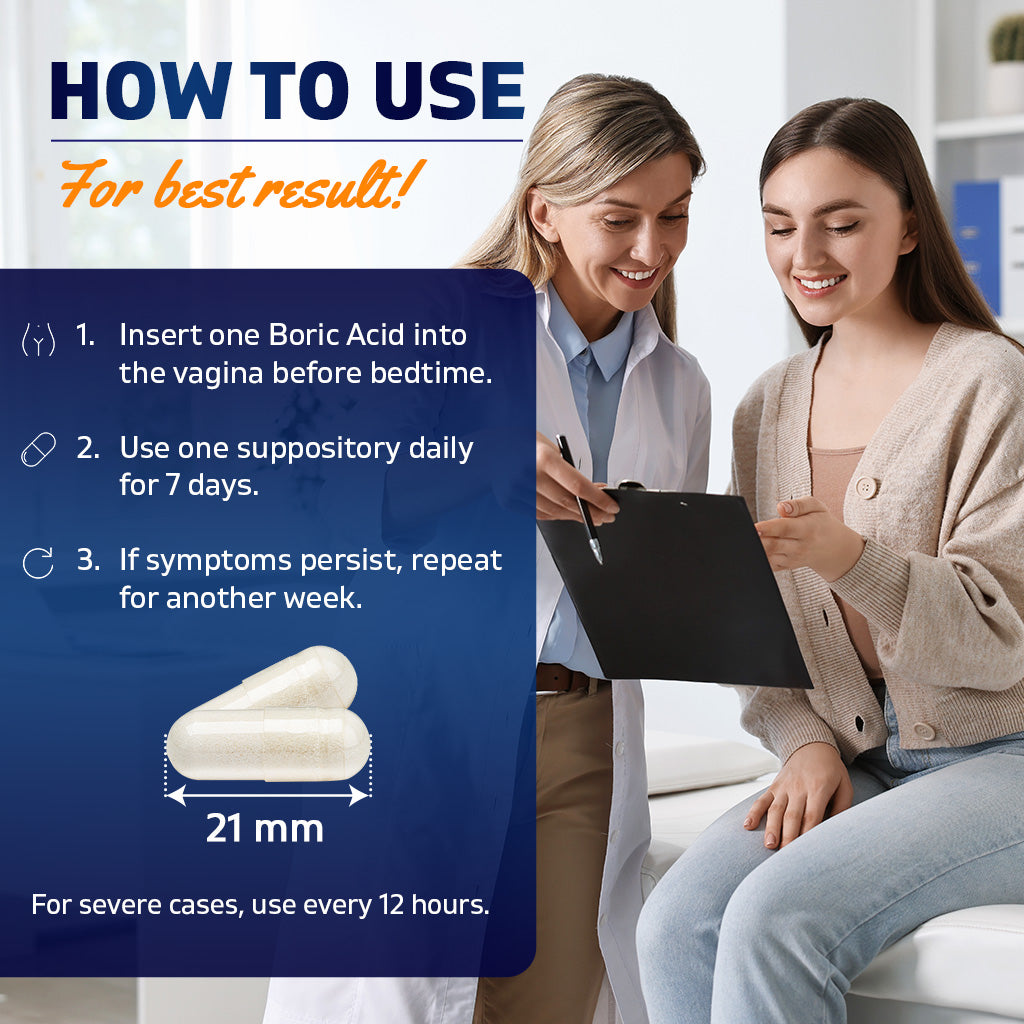 Boric Acid 600mg - 60 Vaginal Suppository