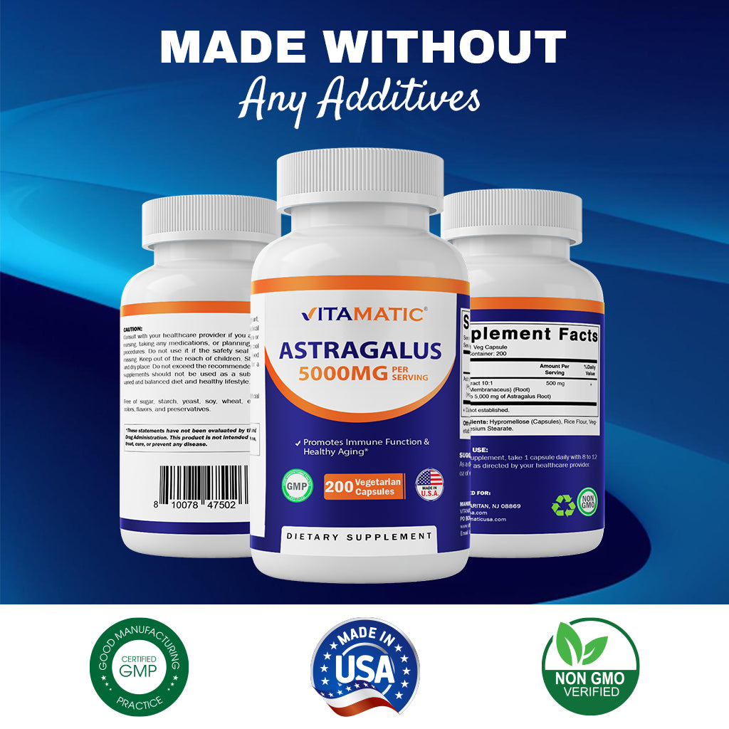 Astragalus 5000mg per serving - 200 Vegetarian Capsules