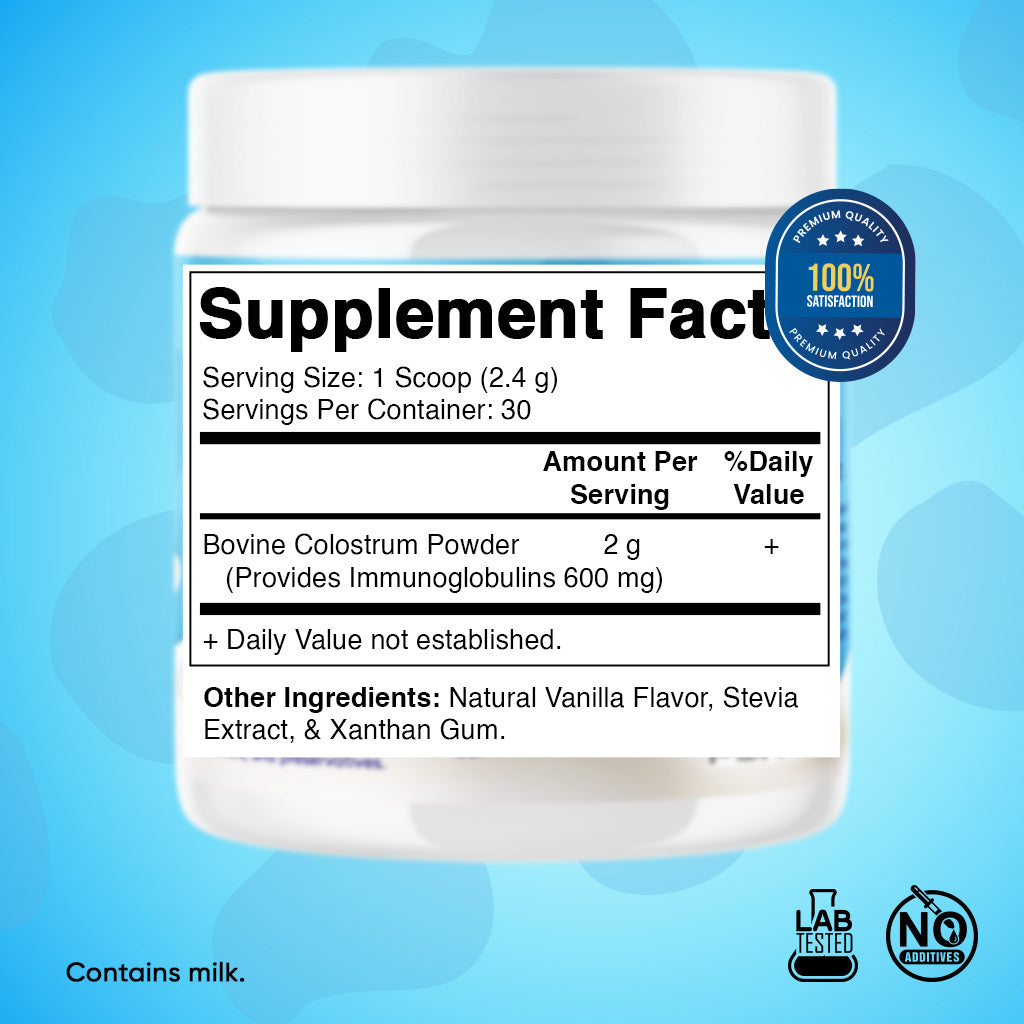 Bovine Colostrum 30% IgG Vanilla Flavored Powder