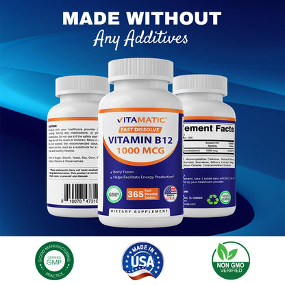 Vitamin B12 1000 mcg - 365 Fast Dissolve Tablets