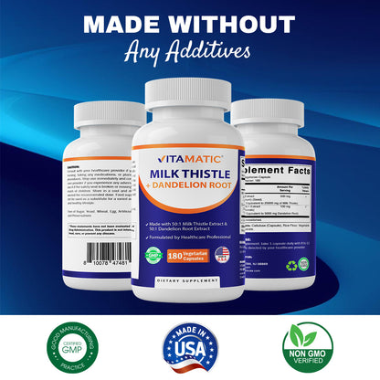 Milk Thistle with Dandelion Root - 180 Vegetarian Capsules