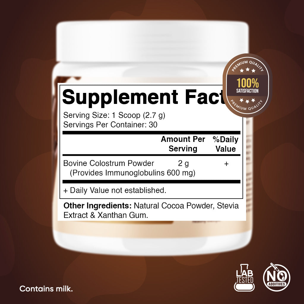 Bovine Colostrum 30% IgG Chocolate Flavored Powder