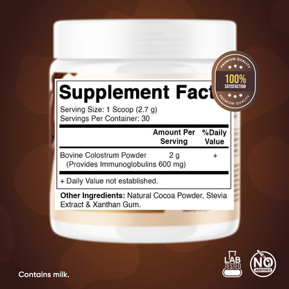 Bovine Colostrum 30% IgG Chocolate Flavored Powder
