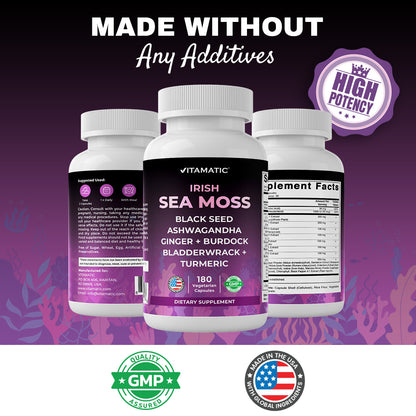 Sea Moss 3000mg + Black Seed Oil & Ashwagandha Capsules