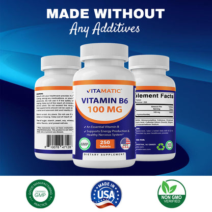 Vitamin B6 100 mg - 250 Tablets