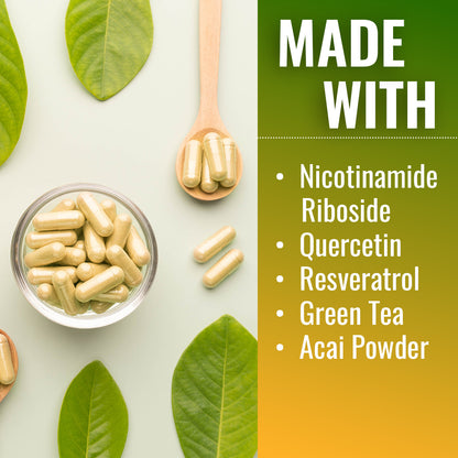 Vitamatic NAD Nicotinamide Riboside Supplement 1300mg 60 Ct - Support Healthy