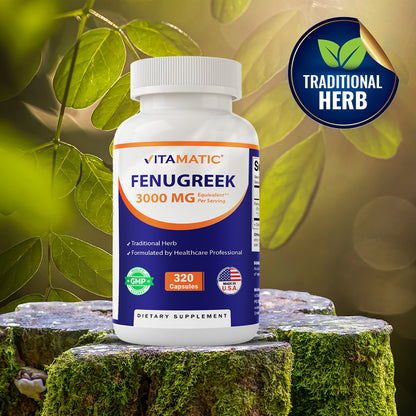 Fenugreek Capsules 3000mg - 320 Vegetarian Capsules