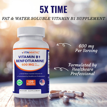 Benfotiamine 300mg + Vitamin B1 300 mg - 120 Vegetable Capsules
