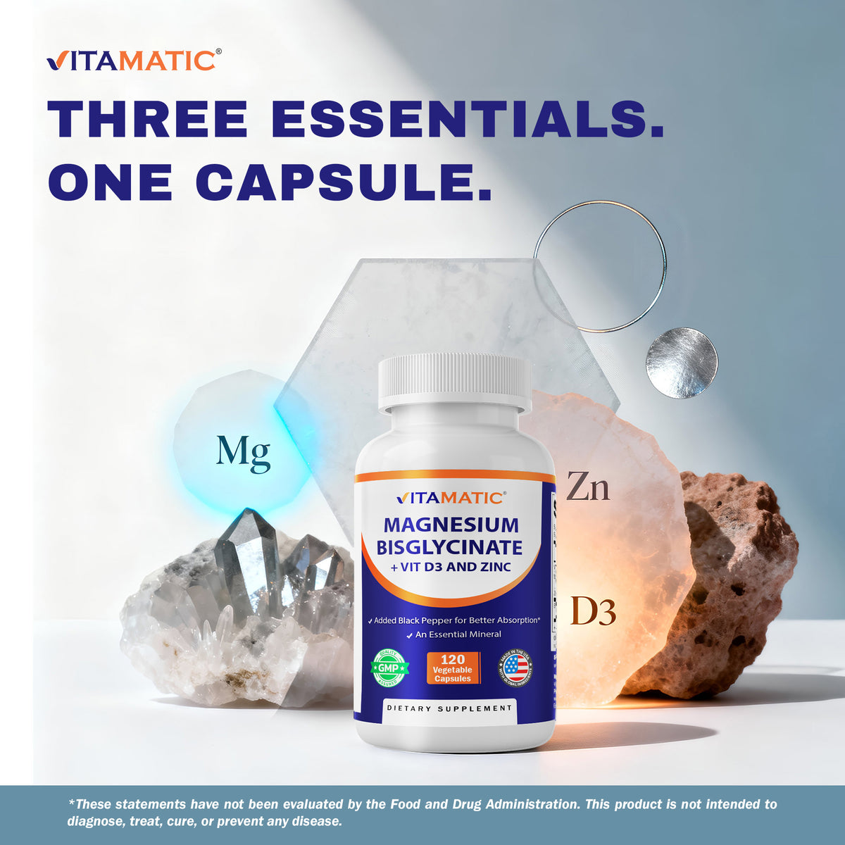 Magnesium Bisglycinate + Oxide with Vitamin D3 & Zinc
