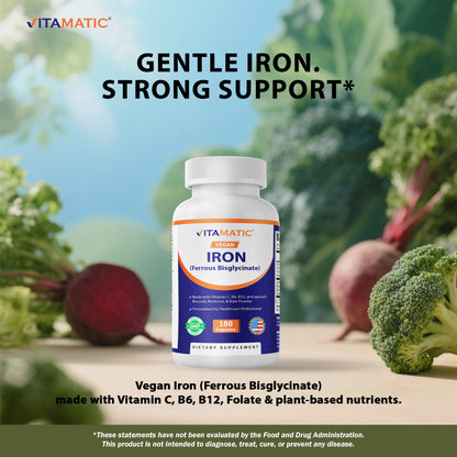 Vegan Iron + Vitamin C, B6, B12 & Folate Capsules