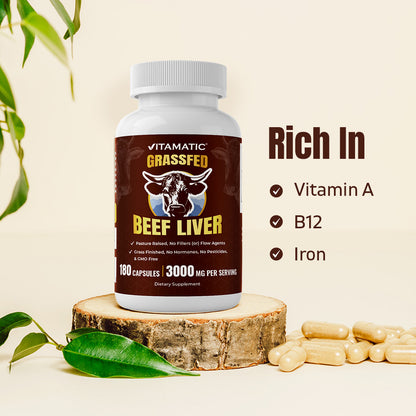 Vitamatic Grass Fed Beef Liver - 180 Capsules