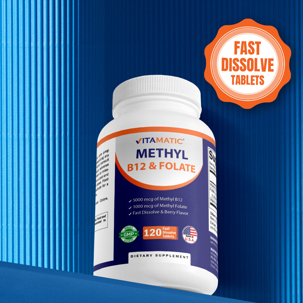 Methyl Folate & B12 Supplement with Pyridoxal 5 Phosphate  120 Fast Dissolve Tablets