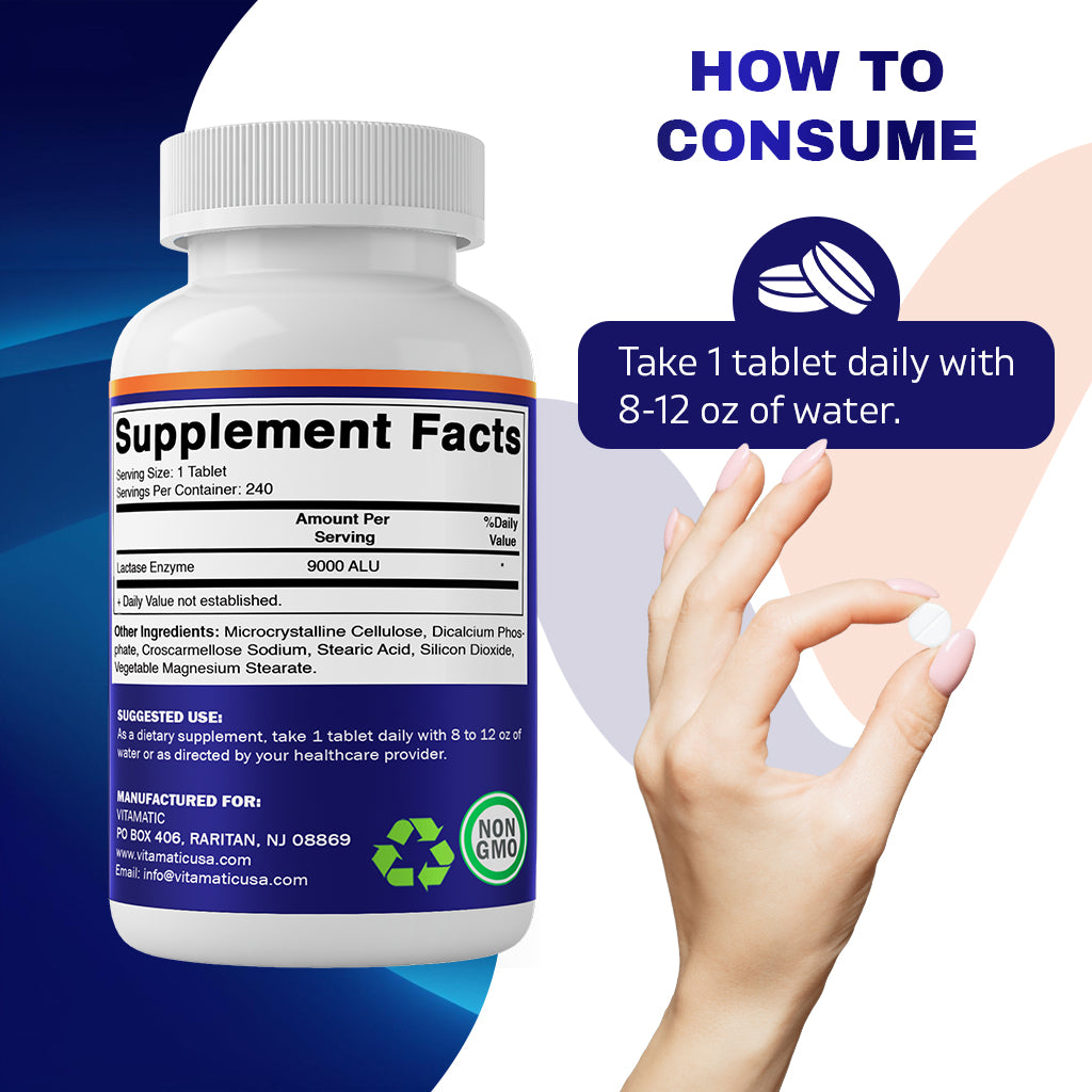 Lactase Enzyme 9000 FCC - 240 Tablets