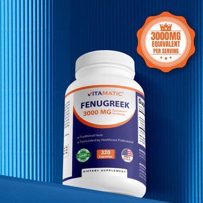 Fenugreek Capsules 3000mg - 320 Vegetarian Capsules