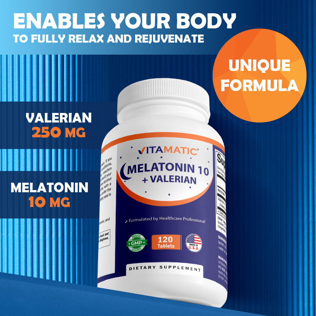 Melatonin 10mg with Valerian Root 4:1 Extract 250 mg 120 Tablets