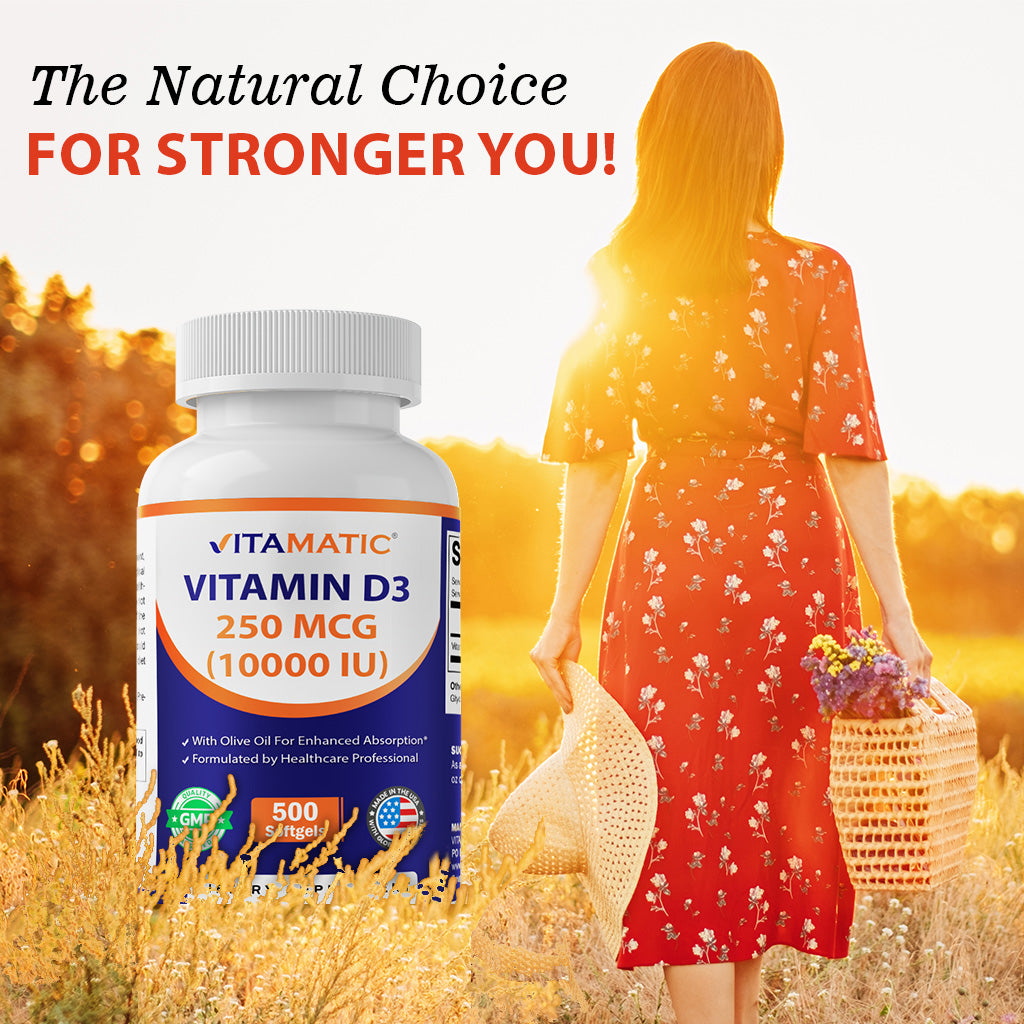 Vitamin D3 10000 IU (250 mcg), 500 Softgels